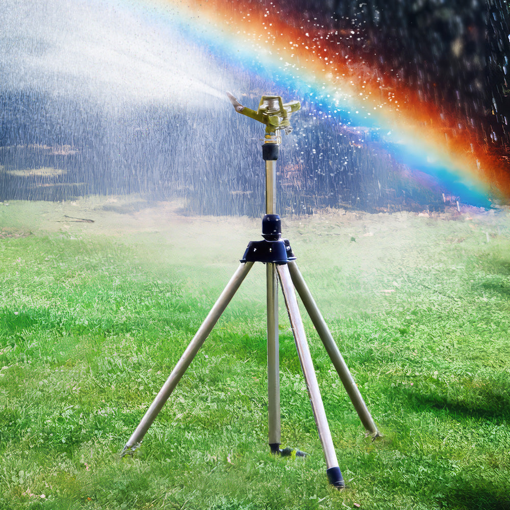 Rotating Metal Tripod Sprinkler Adjustable Spray Distance