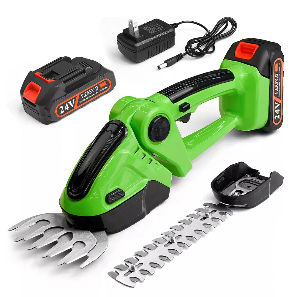 Cordless 2-in-1 Mini Hedge Trimmer 24V Battery Operated