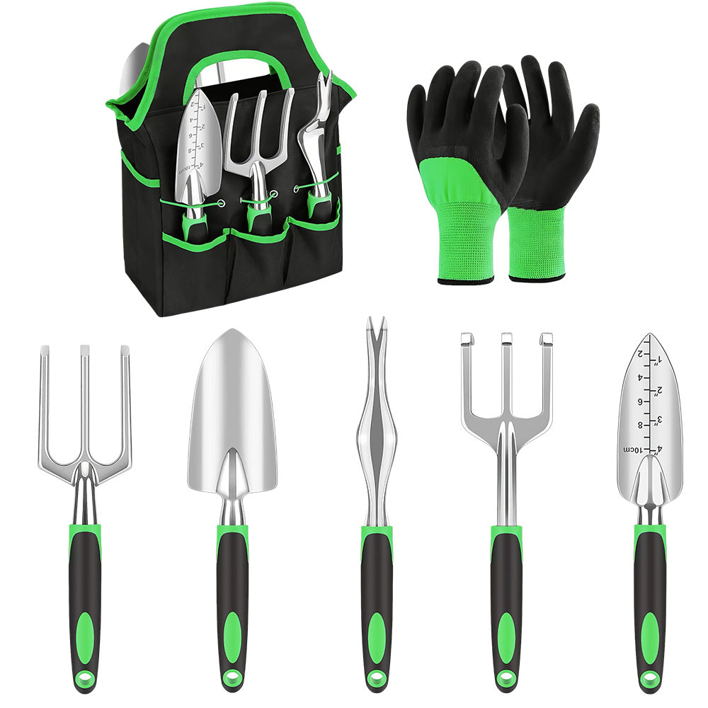 7 Piece Aluminum Heavy Duty Gardening Tool Set with Carrying Bag