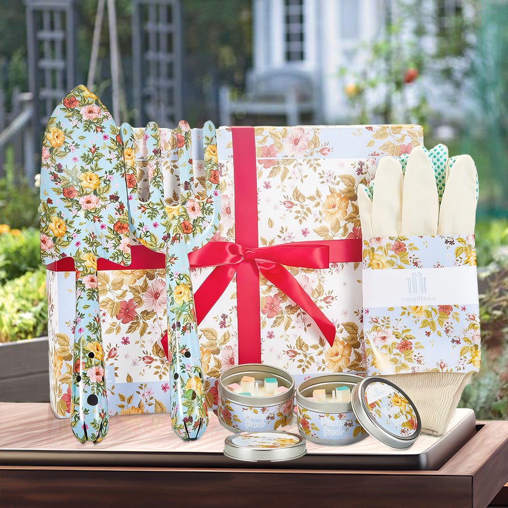 Elegant Floral Print Garden Tools Set Gardening Gifts for Women